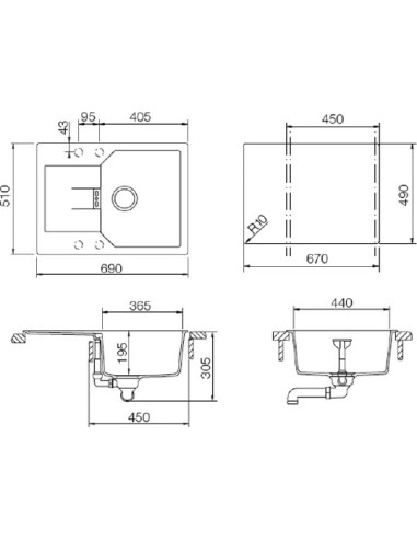 Schock virtuves izlietne Manhattan 45D