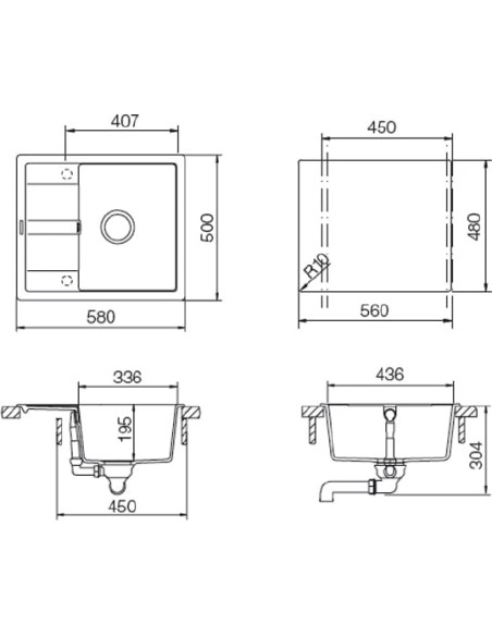 Schock virtuves izlietne Optima 45D