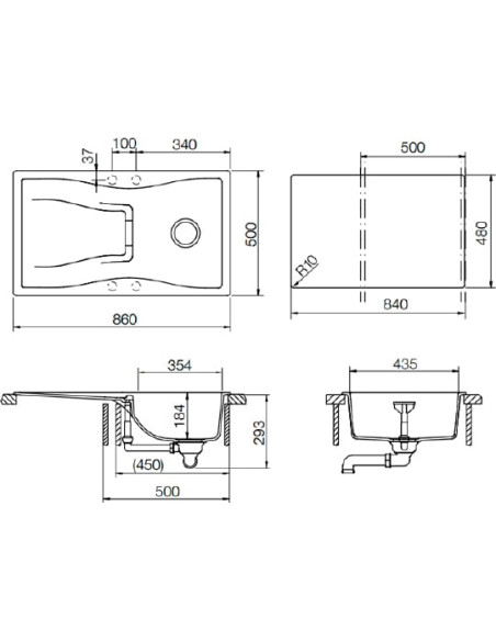 Schock virtuves izlietne Waterfall 45D (D-100)