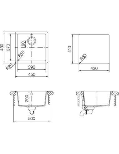 Schock virtuves izlietne Quadro 50 (N-100S)