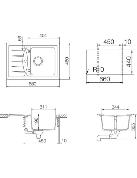 Schock virtuves izlietne Genius 45D Small (D-100S)