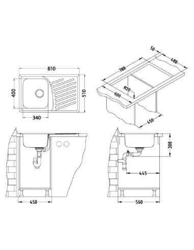 Alveus virtuves izlietne Elegant 30 revers