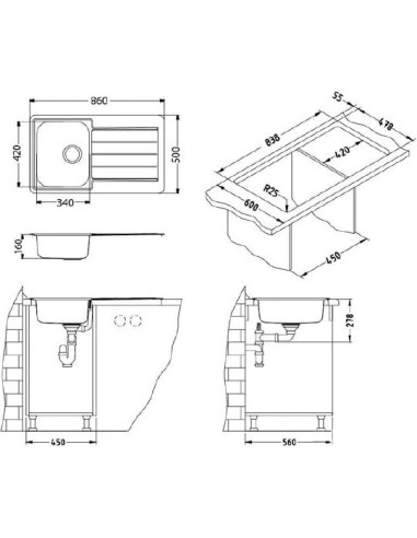 Alveus virtuves izlietne Monarch Line 20
