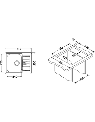 Alveus virtuves izlietne Line 60