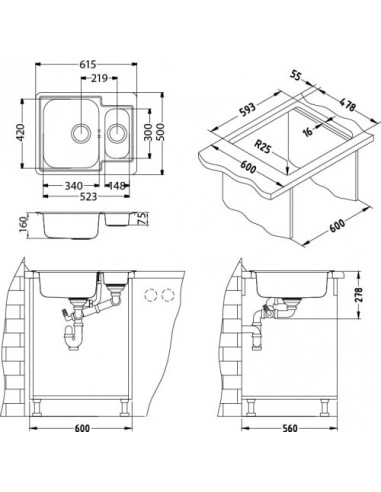 Alveus virtuves izlietne Line 50