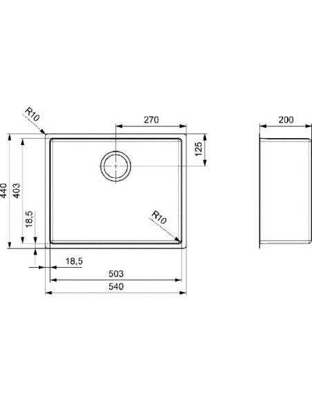 Reginox virtuves izlietne New York 50x40 LUX 3,5" (c/box) L