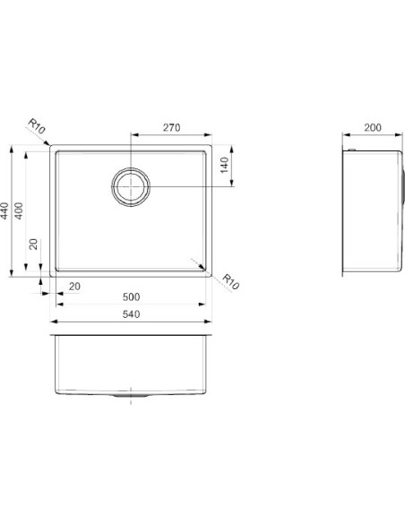 Reginox virtuves izlietne Miami 50x40 Gun Metal 3,5" PVD(R30721)