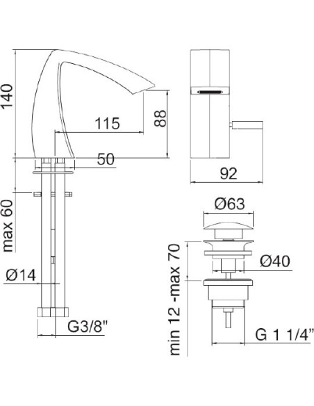 Treemme bidē jaucējkrāns Arche 0220.CC