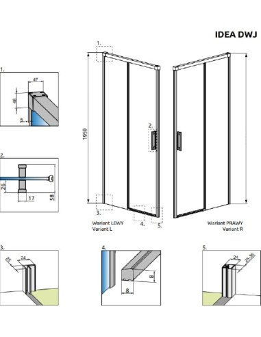 Radaway dušas durvis Idea DWJ
