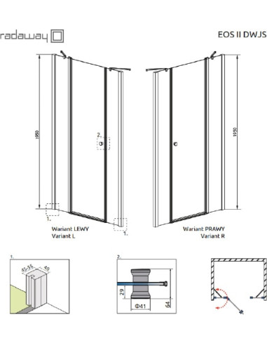 Radaway dušas durvis EOS II DWJS 140/R