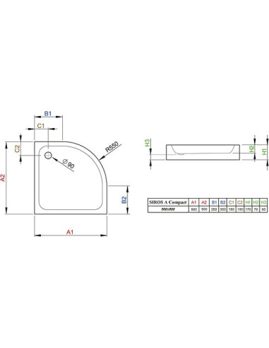 Radaway dušas paliktnis Siros A900
