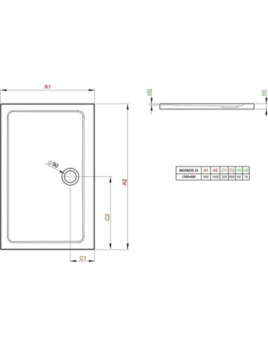 Radaway dušas paliktnis Doros D90x130