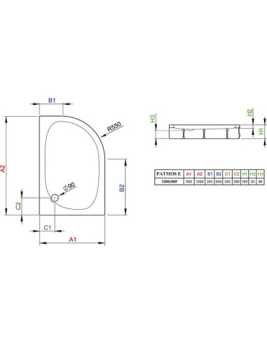 Radaway dušas paliktnis Patmos E