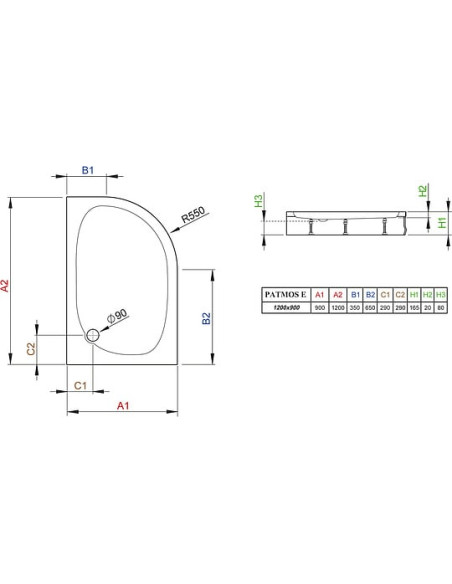 Radaway dušas paliktnis Patmos E