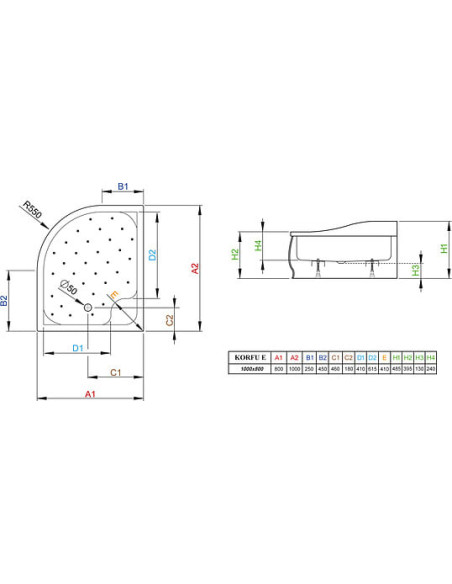 Radaway dušas paliktnis Korfu E