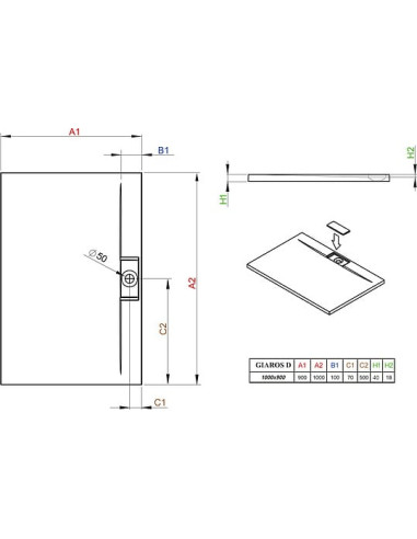 Radaway dušas paliktnis Giaros D90x100