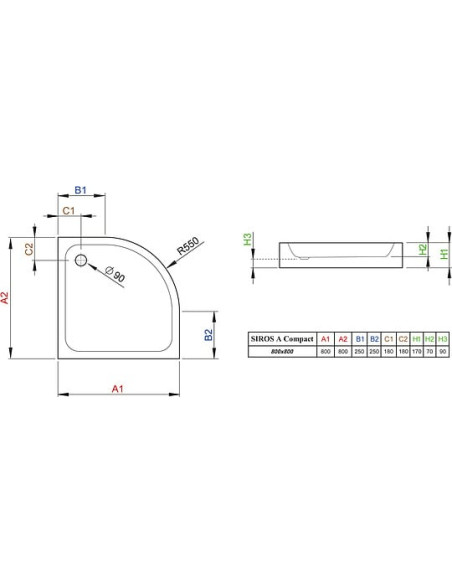Radaway dušas paliktnis Siros A800