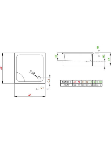 Radaway dušas paliktnis Naxos C900