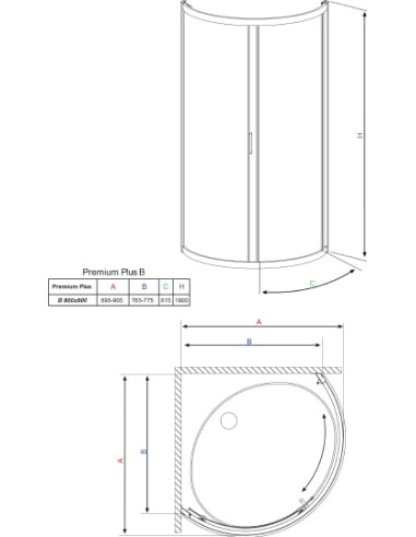 Radaway dušas stūris Premium Plus B