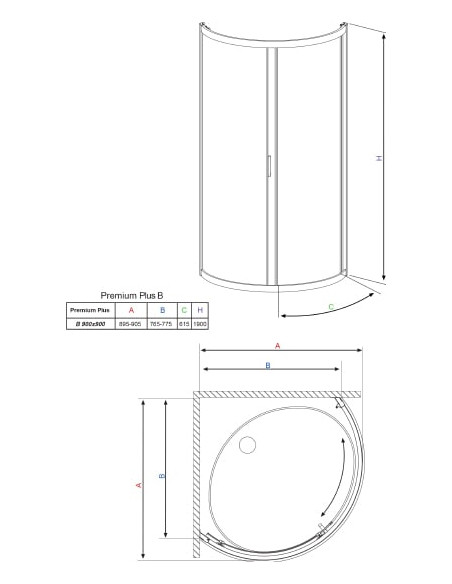 Radaway dušas stūris Premium Plus B