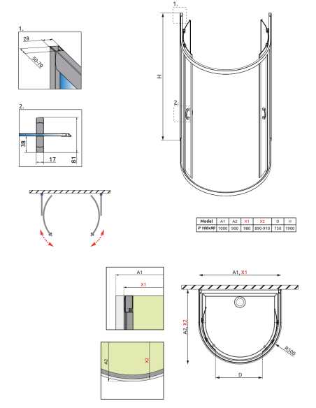 Radaway dušas kabīne Premium Plus P