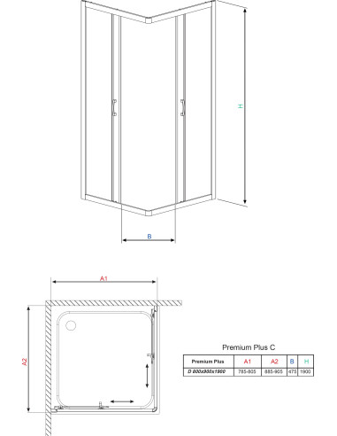 Radaway dušas stūris Premium Plus D