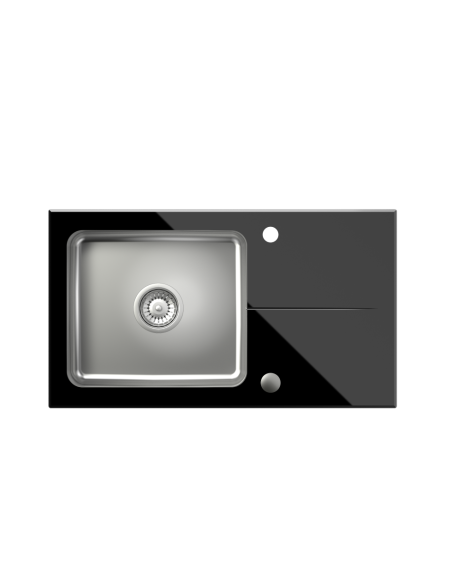 HUGH 111 Fusion GlassQ black with mixer tap Naomi, plug and manual siphon - 7 HUGH 111 Fusion GlassQ black with mixer tap Naomi, plug and manual siphon - 7