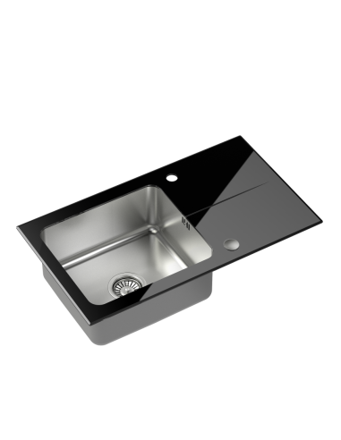 HUGH 111 Fusion GlassQ black with mixer tap Naomi, plug and manual siphon - 8