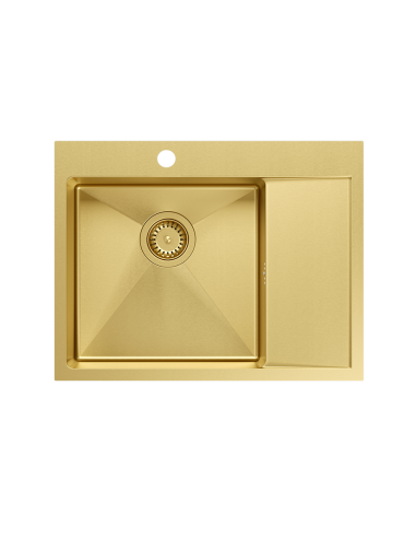 RUSSEL 116 1-bowl inset sink with drainer R10 + save space siphon PVD colour / gold - 4
