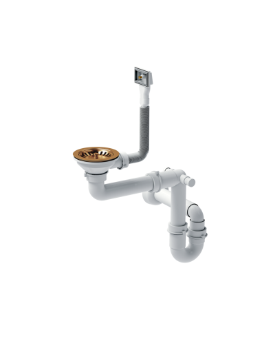 RUSSEL 116 1-bowl inset sink with drainer R10 + save space siphon PVD colour / copper - 4