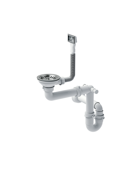 RUSSEL 116 1-bowl inset sink with drainer R10 left + save space siphon / brushed steel - 4