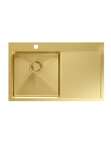 RUSSEL 111 1-bowl inset sink with drainer R10 + save space siphon PVD colour / gold - 4