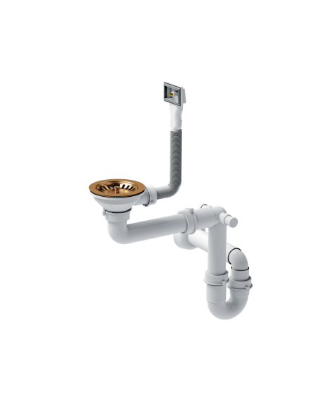 RUSSEL 111 1-bowl inset sink with drainer R10 + save space siphon PVD colour / copper - 4