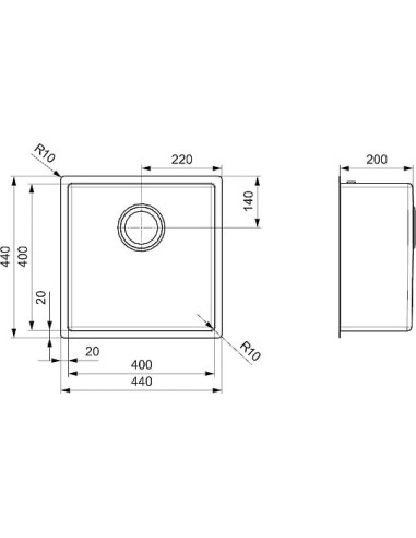 Reginox virtuves izlietne Miami 40x40 3,5" PVD