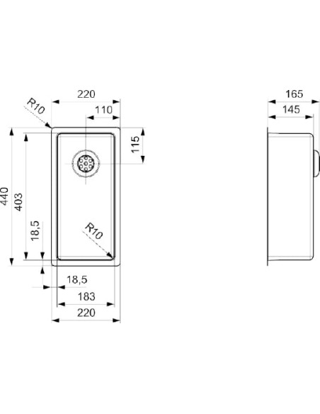Reginox virtuves izlietne New York 18x40 LUX 3,5" (c/box) L