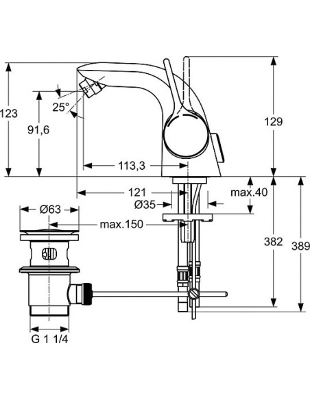 Ideal Standard bidē jaucējkrāns Melange A4268AA