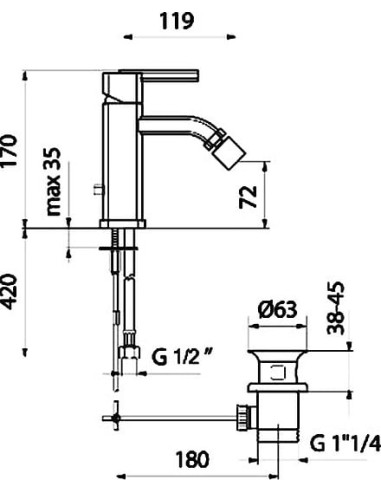 Webert bidē jaucējkrāns Azeta AZ840102015 хром