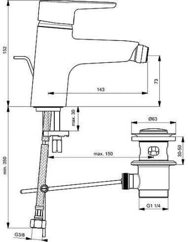Ideal Standard bidē jaucējkrāns Connect Blue...