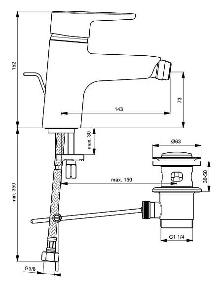 Ideal Standard bidē jaucējkrāns Connect Blue B9920AA