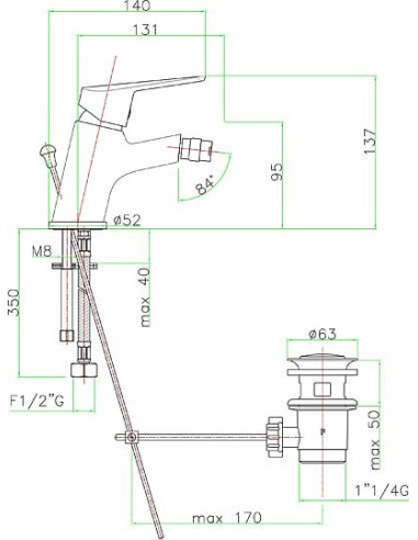 Fiore bidē jaucējkrāns Kyro 86CR8135