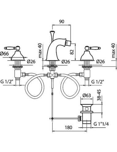 Webert bidē jaucējkrāns Dorian DO710202065 бронза