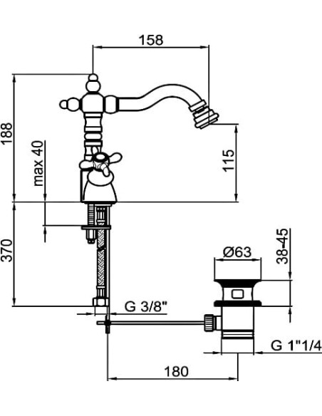 Webert bidē jaucējkrāns Ottocento OT710402010
