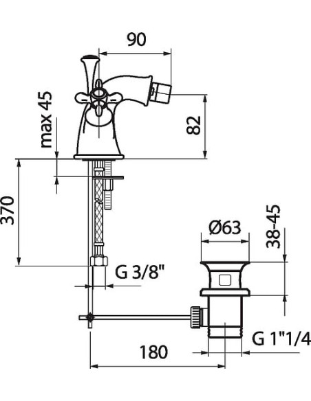Webert bidē jaucējkrāns Ottocento OT710102065 бронза