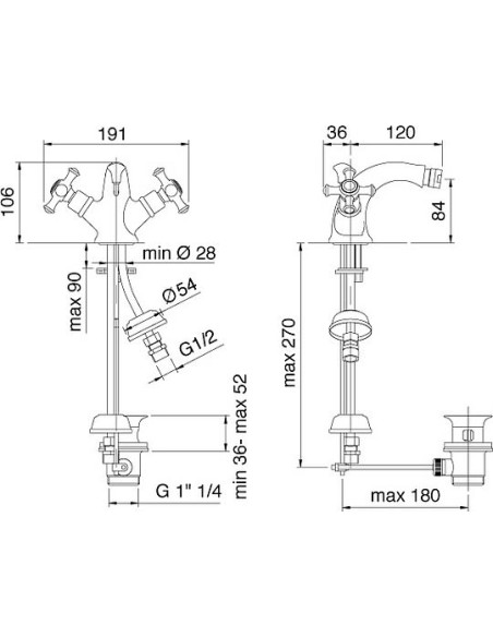 Treemme bidē jaucējkrāns Old Italy 4424.UU.OLD