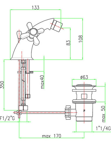 Fiore bidē jaucējkrāns Margot 26ZZ0632
