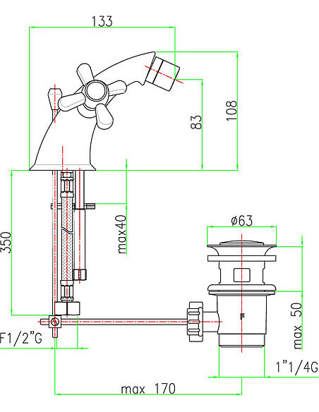 Fiore bidē jaucējkrāns Margot 26ZZ0632