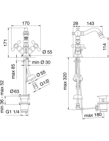 Treemme bidē jaucējkrāns Romantica 3629.CC.PV