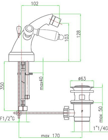 Fiore bidē jaucējkrāns Coloniale 02CR0632