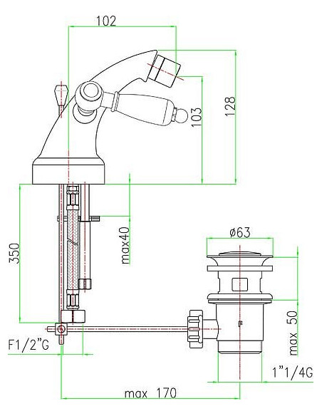 Fiore bidē jaucējkrāns Coloniale 02CR0632