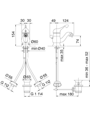 Treemme bidē jaucējkrāns Piccadilly 2120.UU.PL